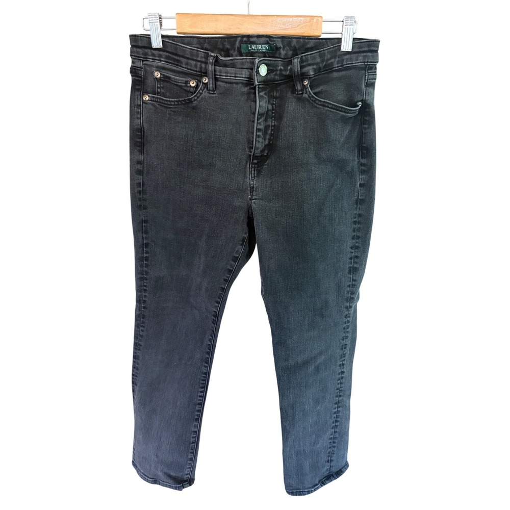 Lauren Ralph Lauren Womens Straight Leg Jeans Gray Denim Size 12 Mid Rise Pants